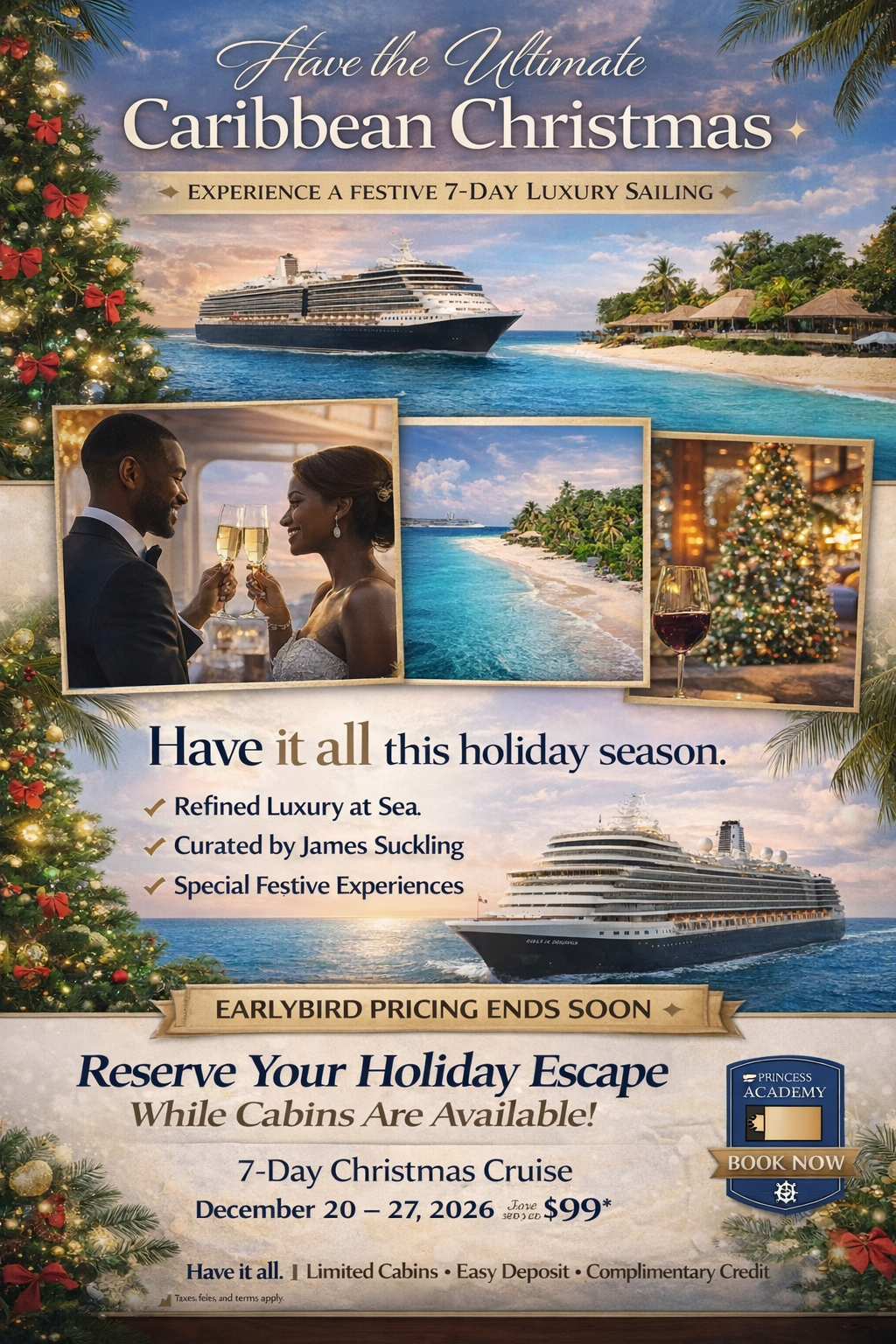 Caribbean Christmas 7-Day Luxury Cruise flyer — December 20-27, 2026